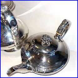 Set of 2 Antique Art Nouveau Silverplate Tea and Coffee pots Floral Design