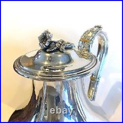 Set of 2 Antique Art Nouveau Silverplate Tea and Coffee pots Floral Design