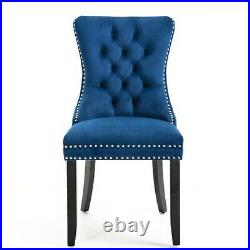 Set of 2 Elegant Velvet Fabric Upholstered Side Dining Chair with Nailhead Trim