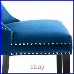 Set of 2 Elegant Velvet Fabric Upholstered Side Dining Chair with Nailhead Trim