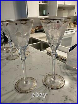 Set of 2 Moser Paula Art Nouveau Cut Glass Red Wine Glasses