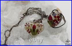 Set of 2 Sterling Silver Floral Ring & Art Nouveau Pendant withNecklace