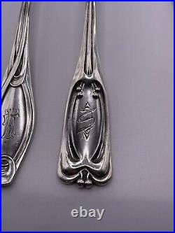 Set of 3 800 Silver German Jugendstil Art Nouveau Pieces 2 Forks 1 Serving Spoon