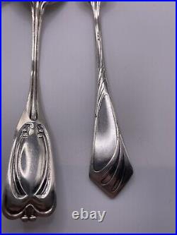 Set of 3 800 Silver German Jugendstil Art Nouveau Pieces 2 Forks 1 Serving Spoon