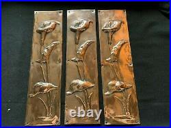 Set of 3 Reclaimed Antique Bronze Art Nouveau Door Finger Plates (BTS315)