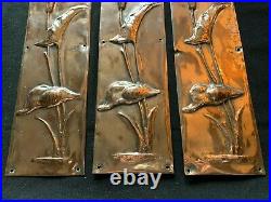 Set of 3 Reclaimed Antique Bronze Art Nouveau Door Finger Plates (BTS315)
