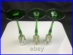 Set of 3 Theresienthal Meyr's Neffe Art Nouveau Enamel 5 5/8 Liquor Glasses