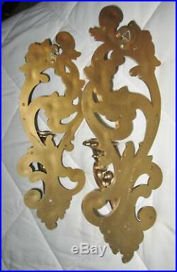 Set of 3=VINTAGE SYROCO MIRROR ART NOUVEAU 602 SEASHELL GOLD Wall Candle Sconces
