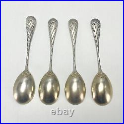 Set of 4 Antique Art Nouveau German 800 Silver Spoons w Gilt Bowls M T Wetzlar