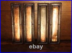 Set of 4 Art Nouveau finger plates, Pressed tin Brass plated, VGC