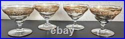 Set of 4 Baccarat Crystal Sherbet Champagne Glasses Gold Gilt Encrusted