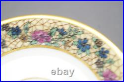 Set of 4 Bawo & Dotter Limoges Art Nouveau Floral Bouillon Cups & Saucers