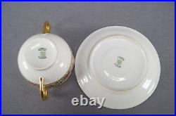 Set of 4 Bawo & Dotter Limoges Art Nouveau Floral Bouillon Cups & Saucers