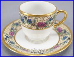 Set of 4 Bawo & Dotter Limoges Art Nouveau Floral Demitasse Cups & Saucers