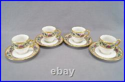 Set of 4 Bawo & Dotter Limoges Art Nouveau Floral Demitasse Cups & Saucers