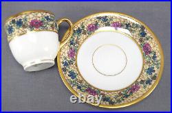 Set of 4 Bawo & Dotter Limoges Art Nouveau Floral Demitasse Cups & Saucers