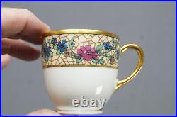 Set of 4 Bawo & Dotter Limoges Art Nouveau Floral Demitasse Cups & Saucers