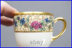 Set of 4 Bawo & Dotter Limoges Art Nouveau Floral Demitasse Cups & Saucers