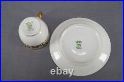 Set of 4 Bawo & Dotter Limoges Art Nouveau Floral Demitasse Cups & Saucers