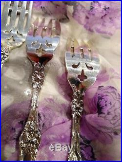 Set of 4 Old Alvin/Gorham Orange Blossom Sterling 6 Salad Forks withBar No Mono