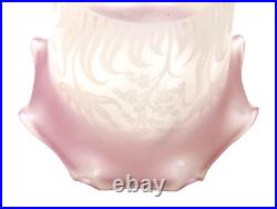 Set of 4 Vianne Art Glass Shade 2-1/4 Fitter Pink Cranberry Trim Art Nouveau