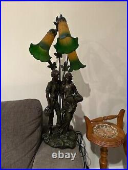 Set of 4 Vintage Art Nouveau Tulip glass shade lamps