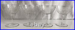 Set of 4 Vintage Crystal Wheel Engraved Edwardian Champagne Coupe Glasses 175ml