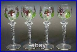 Set of 4 Vintage Glass Goblets Art Nouveau Theresienthal Palais Enameled