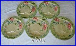 Set of 5 Mint Antique French Majolica sarreguemines Asparagus plates