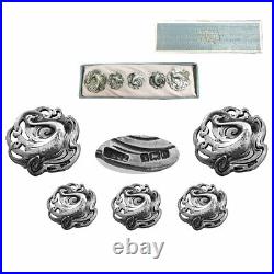 Set of 5 Silver Art Nouveau Buttons 1904