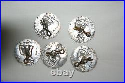 Set of 5 art nouveau silver buttons hallmarked Chester 1902