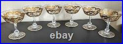 Set of 6 Antique Baccarat Crystal Sherbet Champagnes Glasses Gold Encrusted