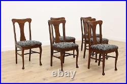 Set of 6 Antique Victorian to Art Nouveau Oak Dining Chairs, Paw Feet #41434