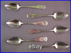 Set of 6 Antique silver teaspoon Germany Art Nouveau 800 silver - free shipping