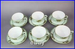 Set of 6 Art Nouveau D & C Limoges Porcelain Cups & Saucers Handpainted, Signed