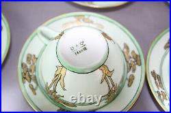 Set of 6 Art Nouveau D & C Limoges Porcelain Cups & Saucers Handpainted, Signed