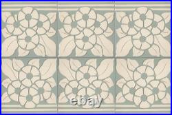Set of 6 Original c1900 Germany Villeroy & Boch Art Nouveau Majolica tile Grey