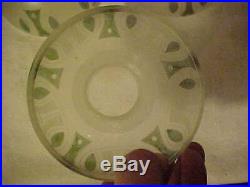 Set of 6 UNUSUAL Wheel Etched & Hand Colored Art Nouveau 2-1/4 Electric Shades
