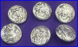 Set of 6 art nouveau silver buttons Birmingham 1902