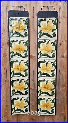 Set of Ten Fireplace Tiles Art Nouveau Moulded Majolica by Henry Richards C1906