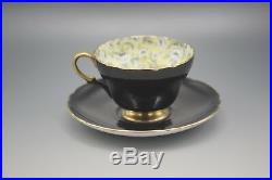 Shelley England Rose Chintz Tapestry Black And Yellow Cup And Saucer Set Rare