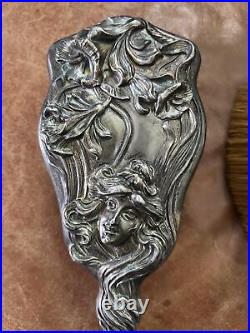 Sterling Silver Art Nouveau Vanity Brush Set