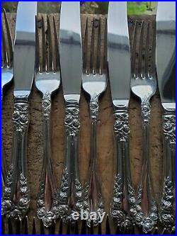 Sterling Silver Northumbria Normandy Rose flatware service for 8 in EUC. 1651gr
