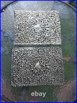 Sterlng Repousse Reticulated Silvr Book Covers Set of 2 Mauser Manuf Art Nouveau