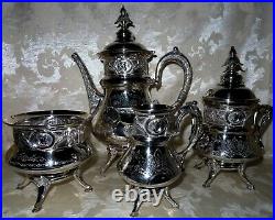 Stunning 1880's Victorian Art Nouveau Silver Plated 4 piece Coffee & Tea Set