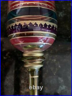 Stunning 1940s Moser Art Glass Set of 4 Vintage Gilded Crystal Goblets, MB382