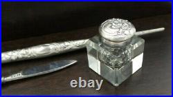 Stunning Antique Art Nouveau European Ornate 800 Silver Writing Set