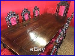 Stunning English Oak Refectory dining table set pro French Polished