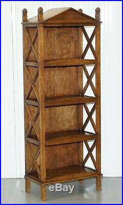 Stunning Pair Of Steeple Top Solid Wood Bookcases Very Decorative Matching Set