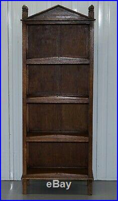 Stunning Pair Of Steeple Top Solid Wood Bookcases Very Decorative Matching Set